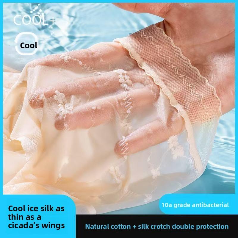 Plus Size Women's Summer Ice Screen Print 10A Class Antibacterial Crotch High Elastic Antibacterial High Waist Briefs