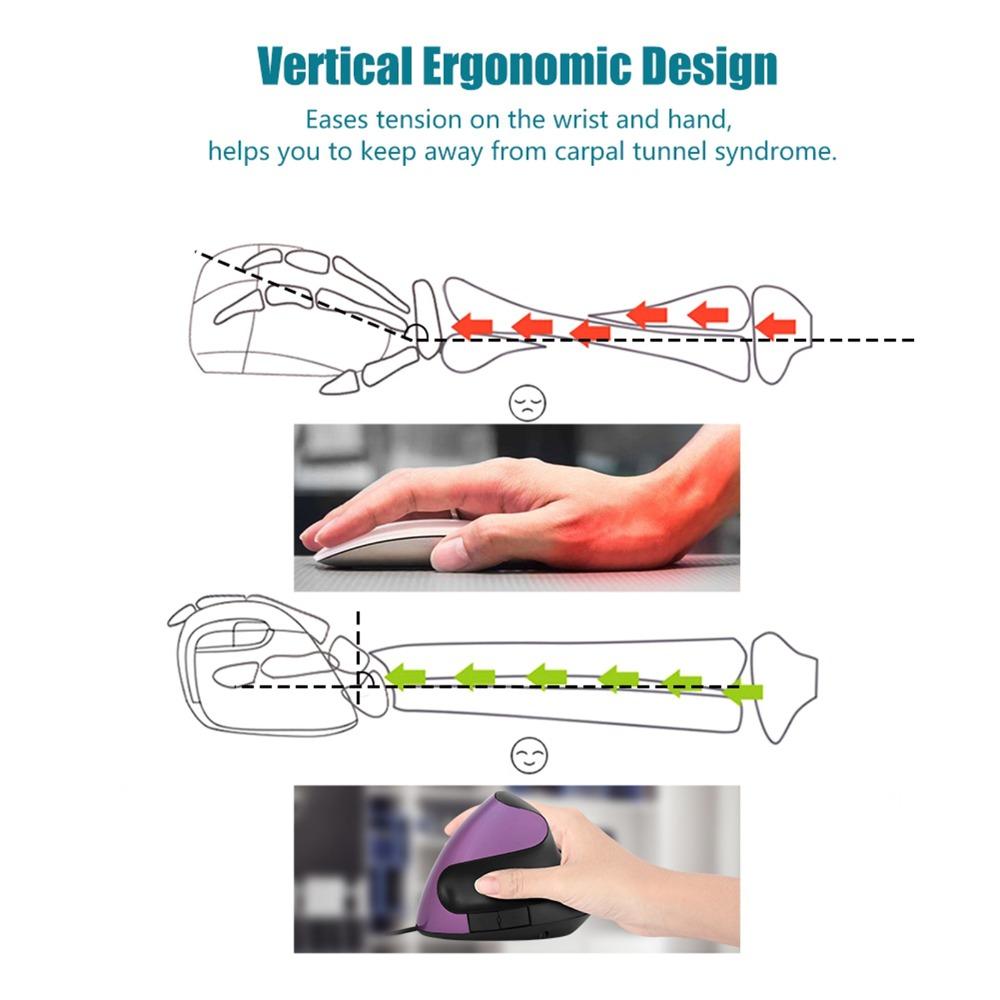 Optical Sensor Vertical Mouse 5 Buttons Wired Mouse Comfort Grip Ergonomic Mouse  Small Hands
