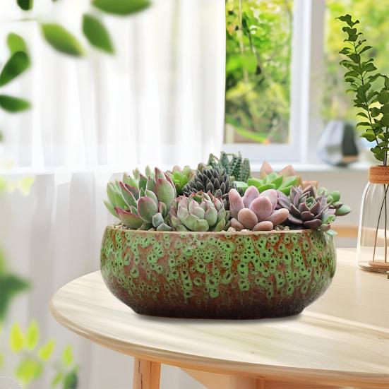 Keramik-Lotusschale für Wasserpflanzen, auslaufsicherer Hydrokultur-Blumentopf, Hochtemperatur-Keramikschale für Sukkulenten, Fischtank