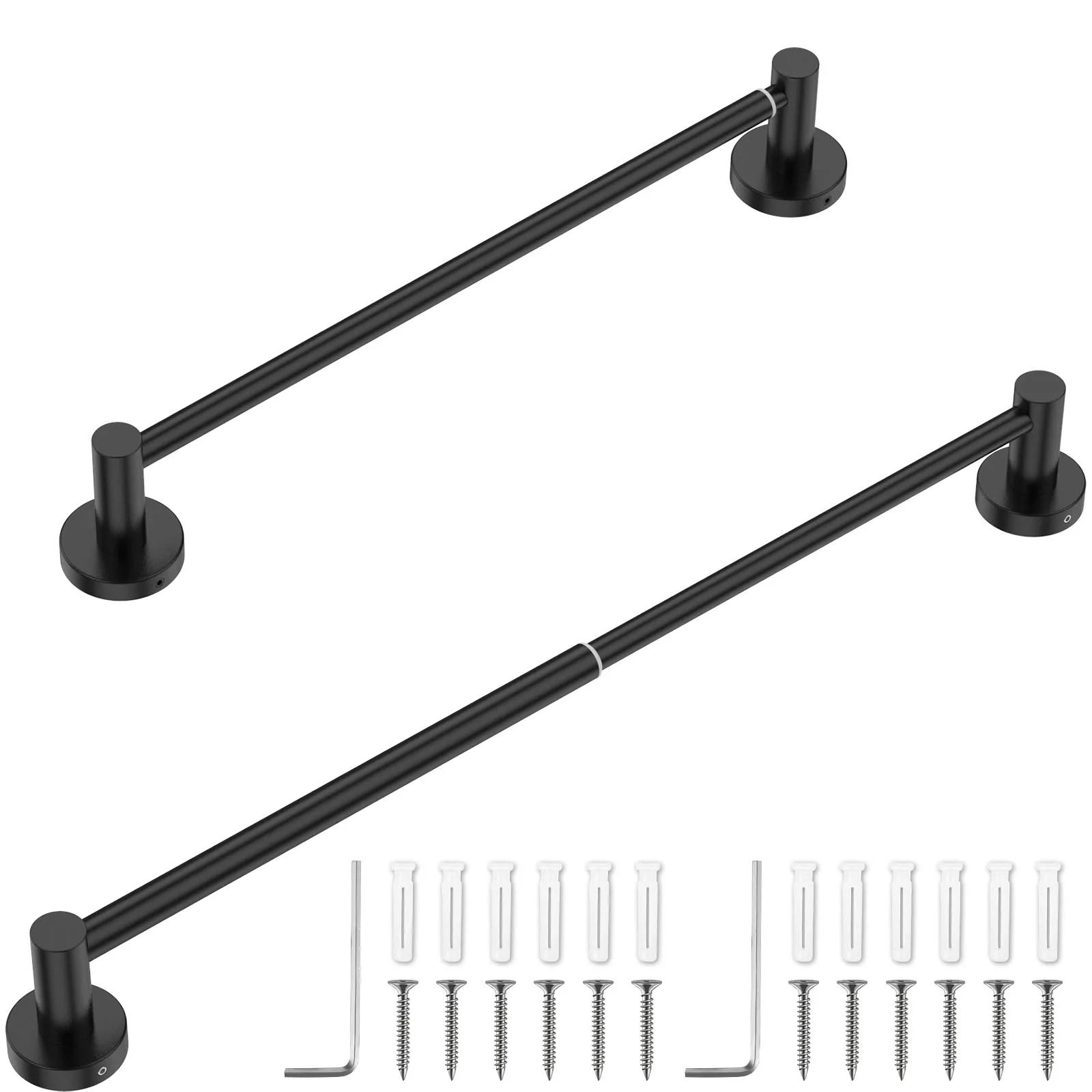 

2Pcs Stainless Steel Towel Rack Versatile Black Towel Rack Bathroom Accessories Space Saving Wall Mounted Towel Rack for Home