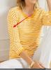 2025 Striped Contrast Knit Sweater: European & American Style, Drop Shoulder Long Sleeve