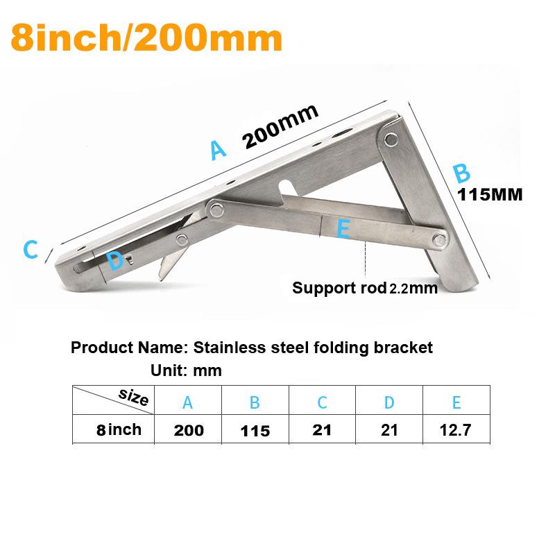 2Pcs Brackets 8-22 inch Decorative Wall mounted Shelf Bracket 304 Stainless Steel Triangular Support Foldable Table Support Stainless Steel