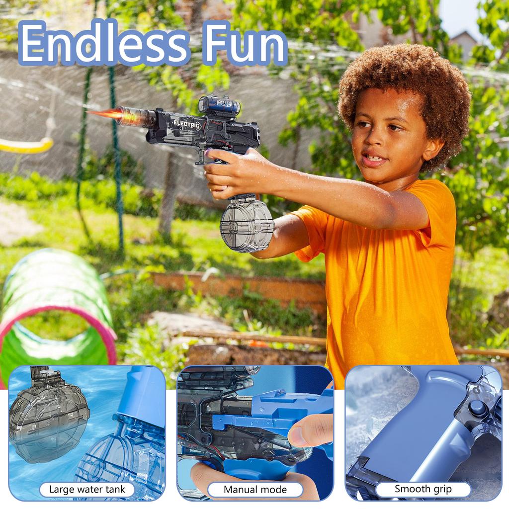 USB Chargeable Electric Water Gun With Realistic Flame Effect High Capacity Squirting Toy For Outdoor Beach And Pool Fun
