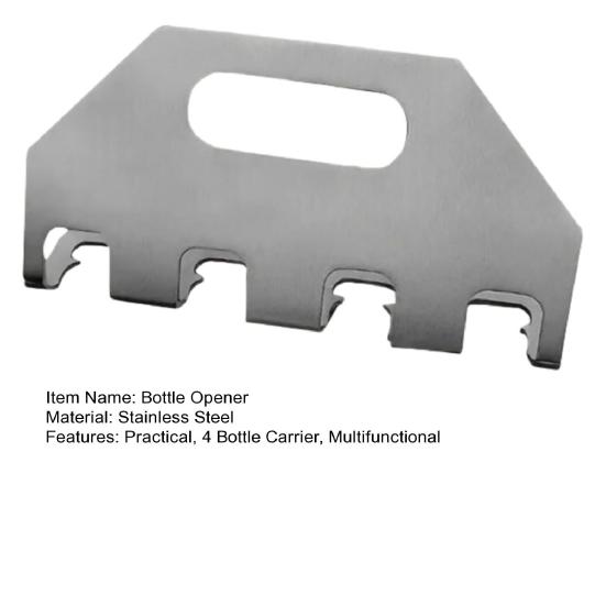 The Quad Beer Opener Stainless Steel Beer Bottle Carrier Multi-Tool Beer Caddy Holder with Bottle Opener Carry And Open 4 Bottles for Beer Lovers BBQs