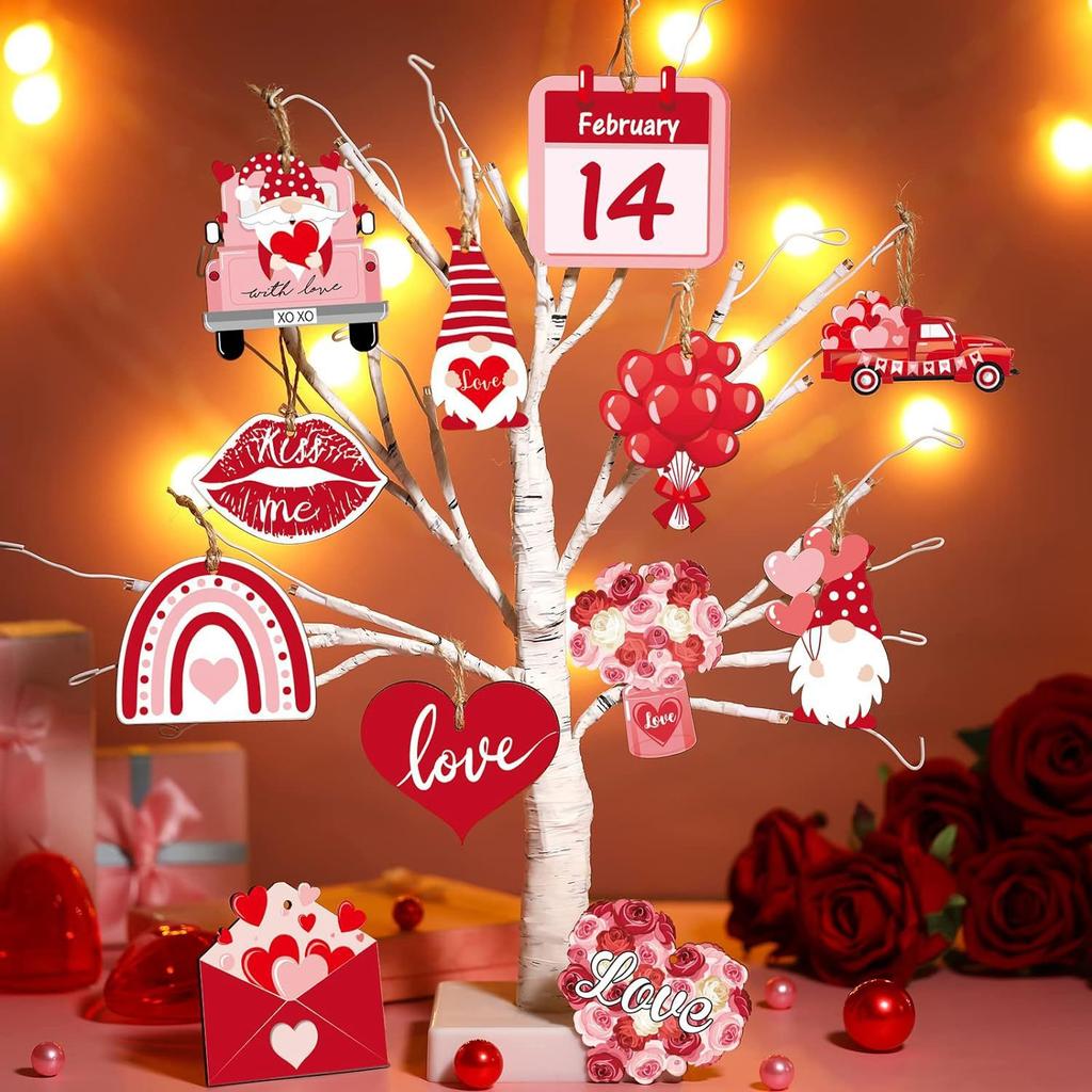 Valentine's Day Wooden Jewelry Valentine's Day Ornament Love Balloon Pendant Couple Party Pink Dwarf Jewelry
