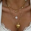 Boho Necklaces for Women,Real18k Gold Plated Waterproof Choker Necklace Summer Seashell Pearl Beach Necklaces Fashion Jewelry