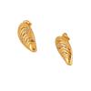 Retro Gold Texture Shell Stud Earrings with Inlaid Diamonds - Non-fading Stainless Steel Design