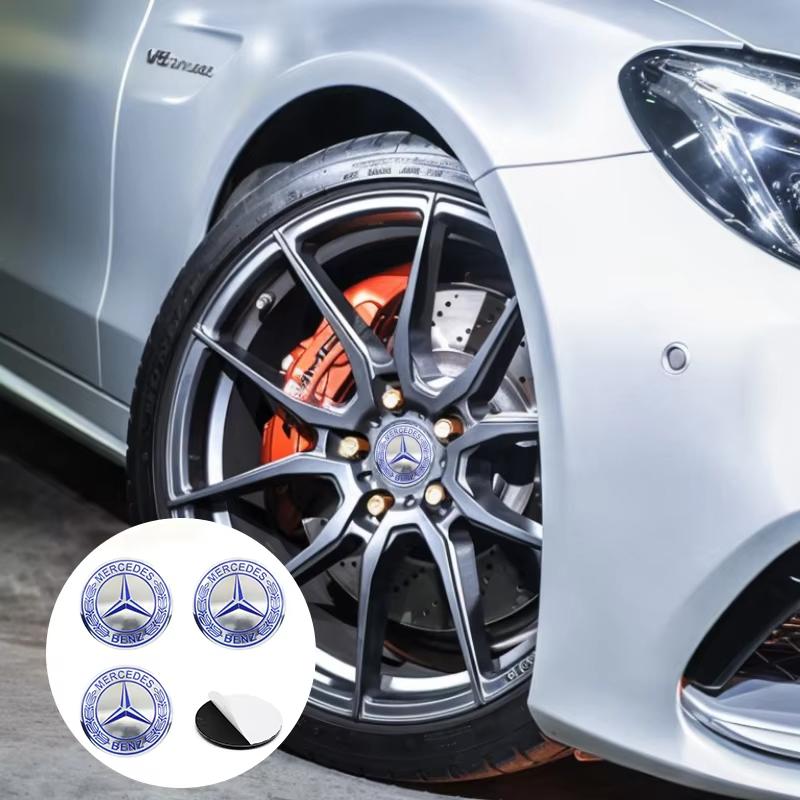 4 PCS 56mm 60mm 65mm Suitable for Mercedes Benz AMG Class W206 W205 W203 GLC Car Hub Cap Center Sticker Logo Badge Sticker CM1