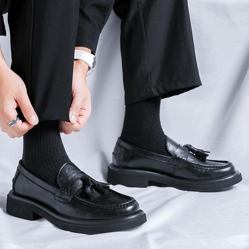 2024 Summer Men's Trendy British Style Casual Low-Top Thick-Soled Leather Shoes 43188-R