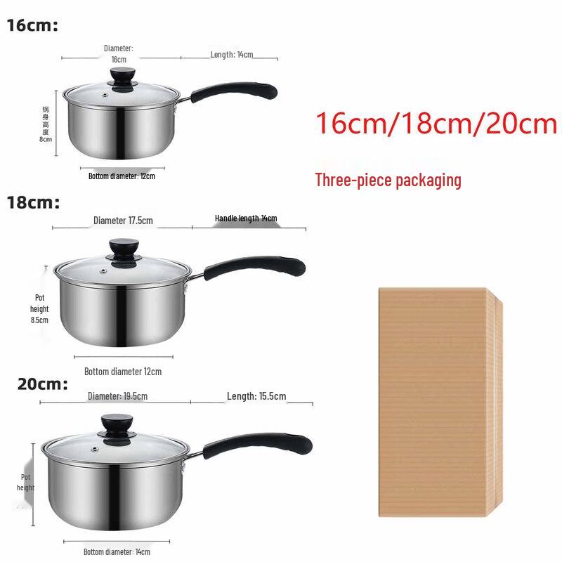 Balde 18cm 304 Stainless Steel Baby Food Saucepan - 3 Pack