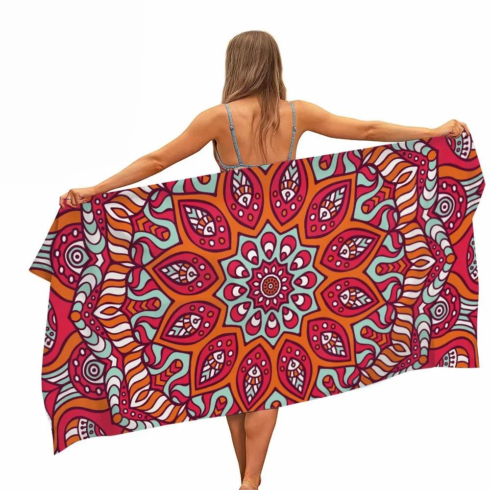 Mandala Elefant Mikrofaser Pool Strandtuch Tragbar Schnell Schnelltrocknend Sand Outdoor Reise Schwimmdecke Dünne Yogamatte Damen Herren