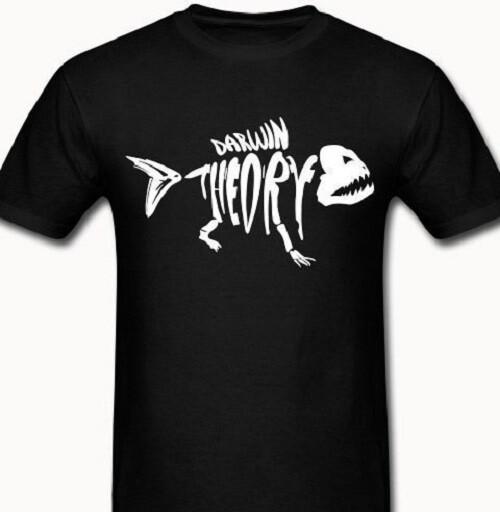 Darwin Theory Atheist t-shirt Tee Anarchy anarchist anti religion fish dino S