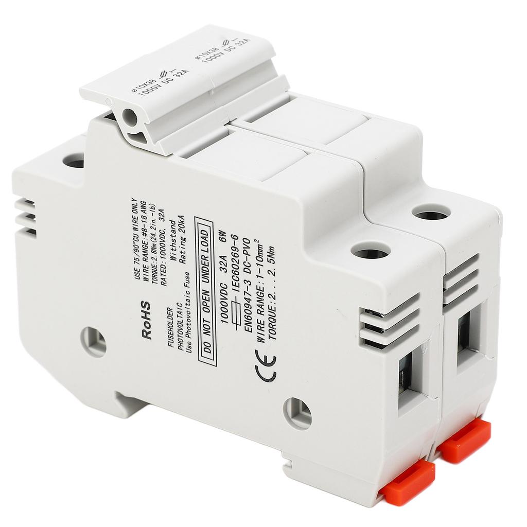 DC Fuse Holder Quick Breaking 2P 32A 10x38 Photovoltaic Fuse Holder with 30A PV Fuses 1000VDC