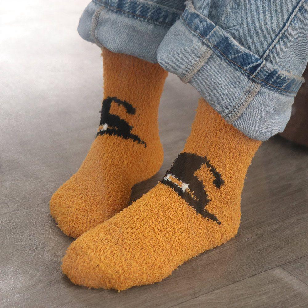 4pairs/set Soft Halloween Socks Coral Fleece Bat Ghost Mid-Calf Socks  Female