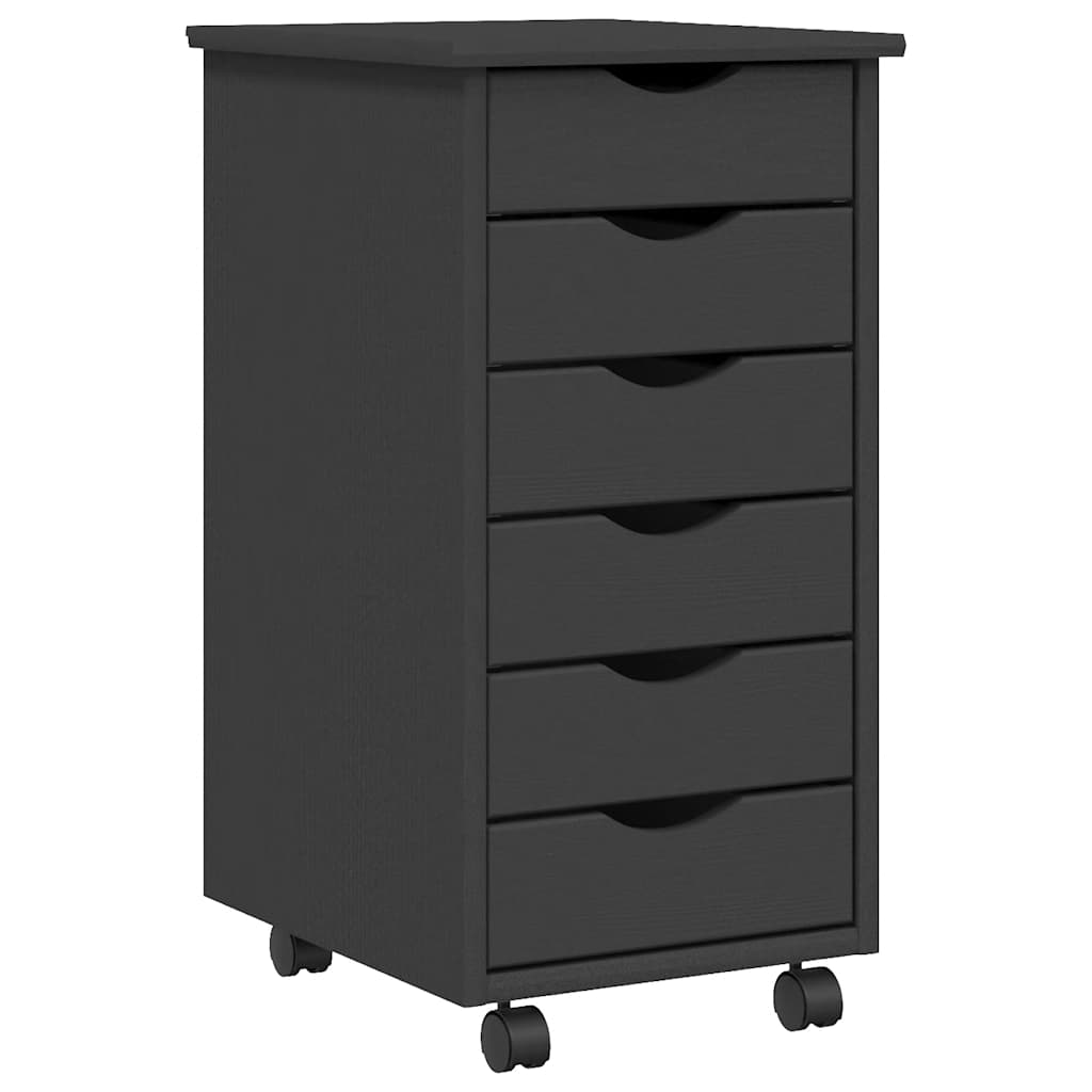 MOSS Mobile Drawer Cabinet in Grey Solid Pine Wood
