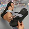 Fashion Luxury Rhinestone Flower Clip Toe Sandals Women Lightweight Crystals Wedges Slippers Woman Plus Size 36-42 Platform Slides Mujer