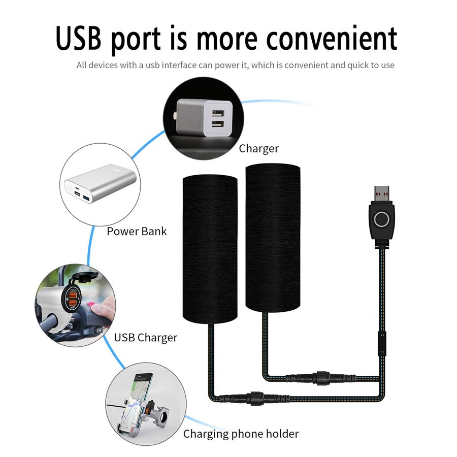 Motorcycle Handle Electric USB Heating Pads Intelligent Temp Control Three-speed