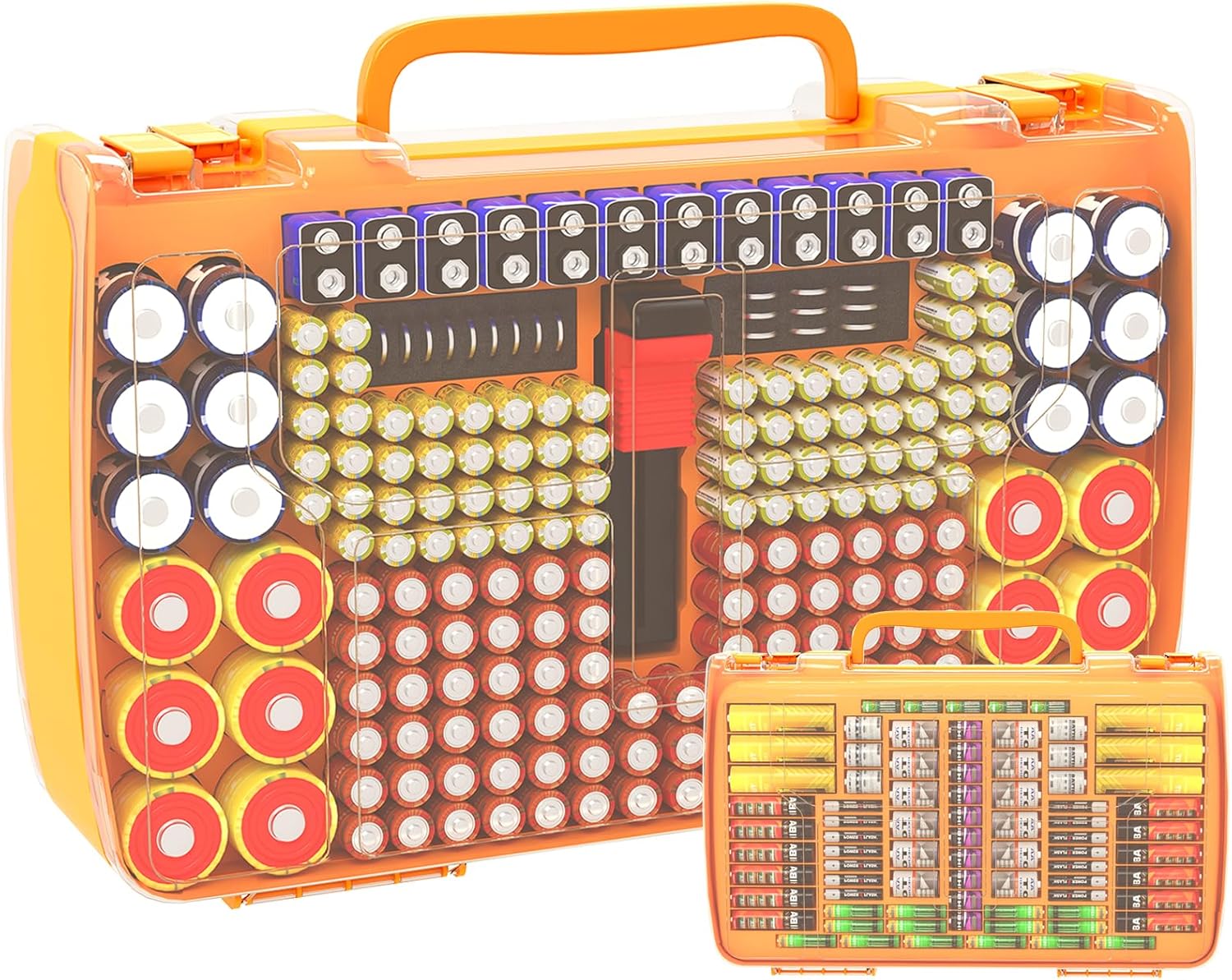 

Органайзер для батареек, держатель для хранения, чехол с тестером - 269 батареек, двухсторонняя разнообразная упаковка, вмещает элементы AA, AAA, 4A, CD, 9 В, 3 В светло-желтого