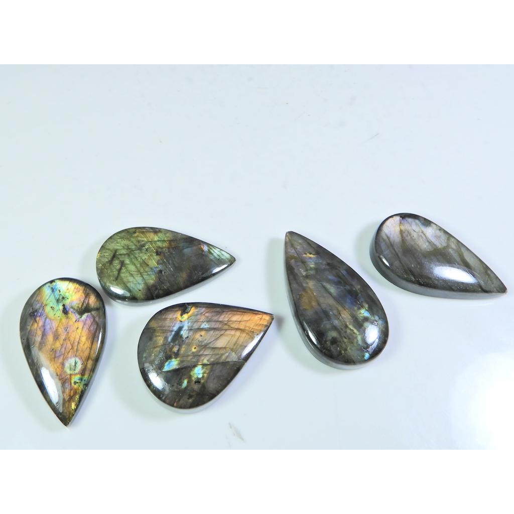 161Cts. Natural Pink Spectrolite Labradorite Pear Cabochon Gemstone 5Pcs Lot A-789