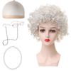 Set Parrucca Riccia da Nonna Corta Per Costume di Halloween Con Vari Colori alla Moda