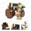 MOC City Computer Table Bricks Furniture Office Desk Room Compatible Figure Building Blocks Toys For Children Adult Friends Gift