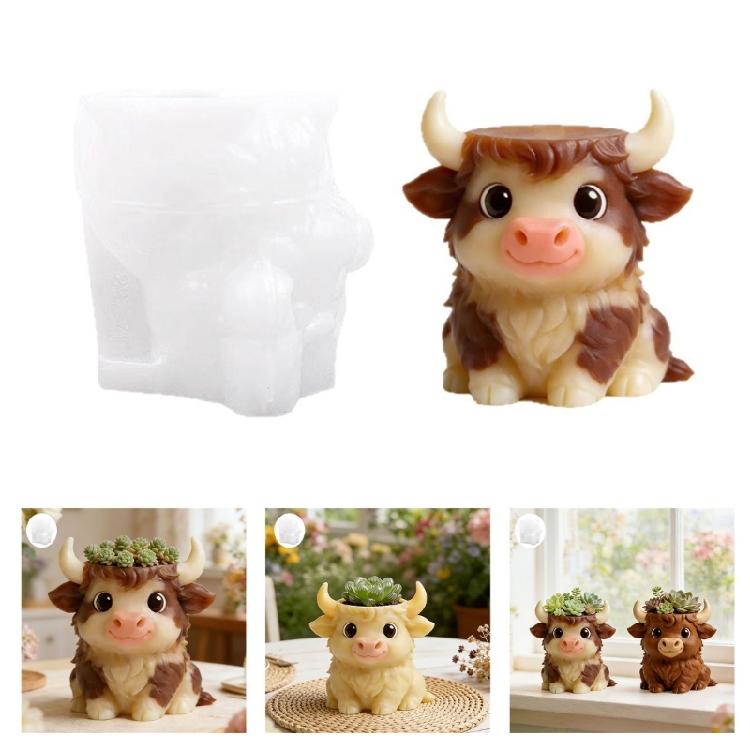 Short Tail Cow Silicone Candle Molds Multipurpose Silicone Candle Molds For Handmade Candle Cup And Gypsum Planter