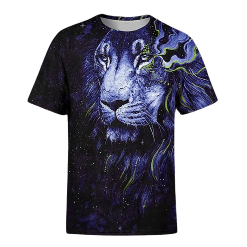 Nové letní pánské módní tričko Osobnost s barevným tygřím potiskem pánské tričko Top