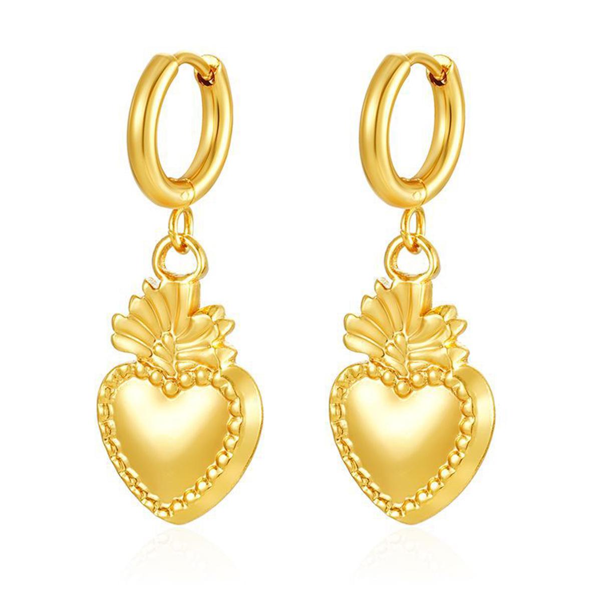 

Stainless Steel Pendants Earrings For Women Heart Drop Hoop Earrings Metal Small Ears Piercing Charms for Zircon Girl Gifts