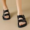 Fashion Gladiator Platform Women's Sandals 2024 Summer Women Flat Sandals Fashion Casual Metal Buckle Soft Bottom Ladies Sandals