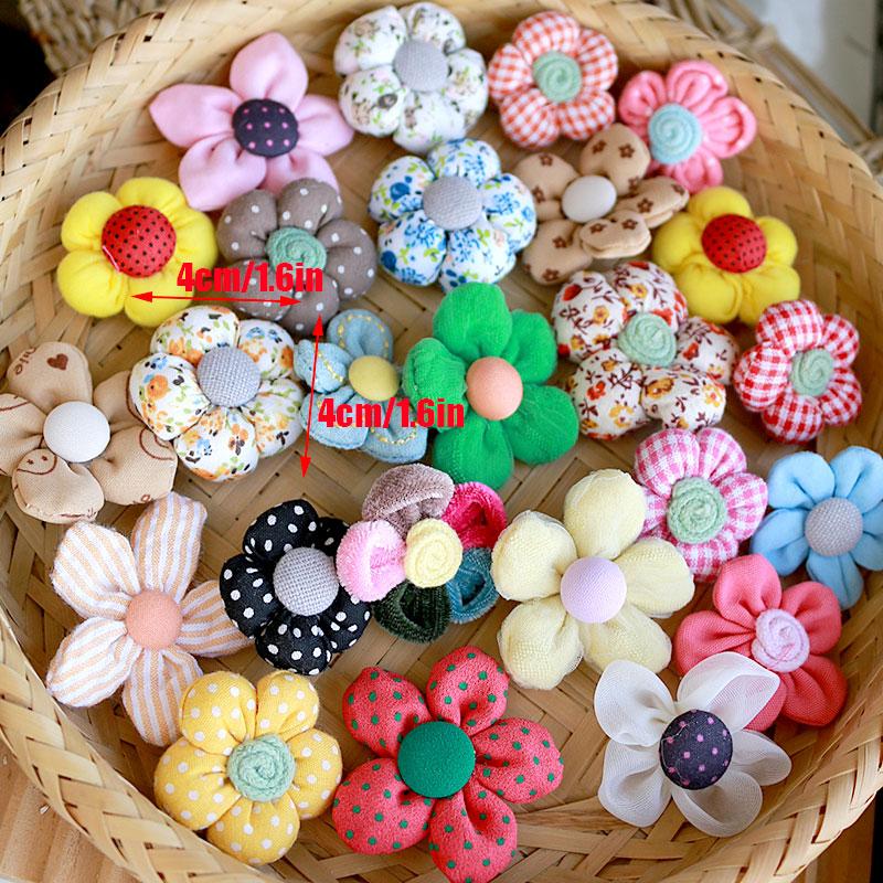 10pcs Woolen Knit Flower Accessories Parts For Hairwear DIY Jewelry Making Supply Brooch Charms Handmade Wholesale