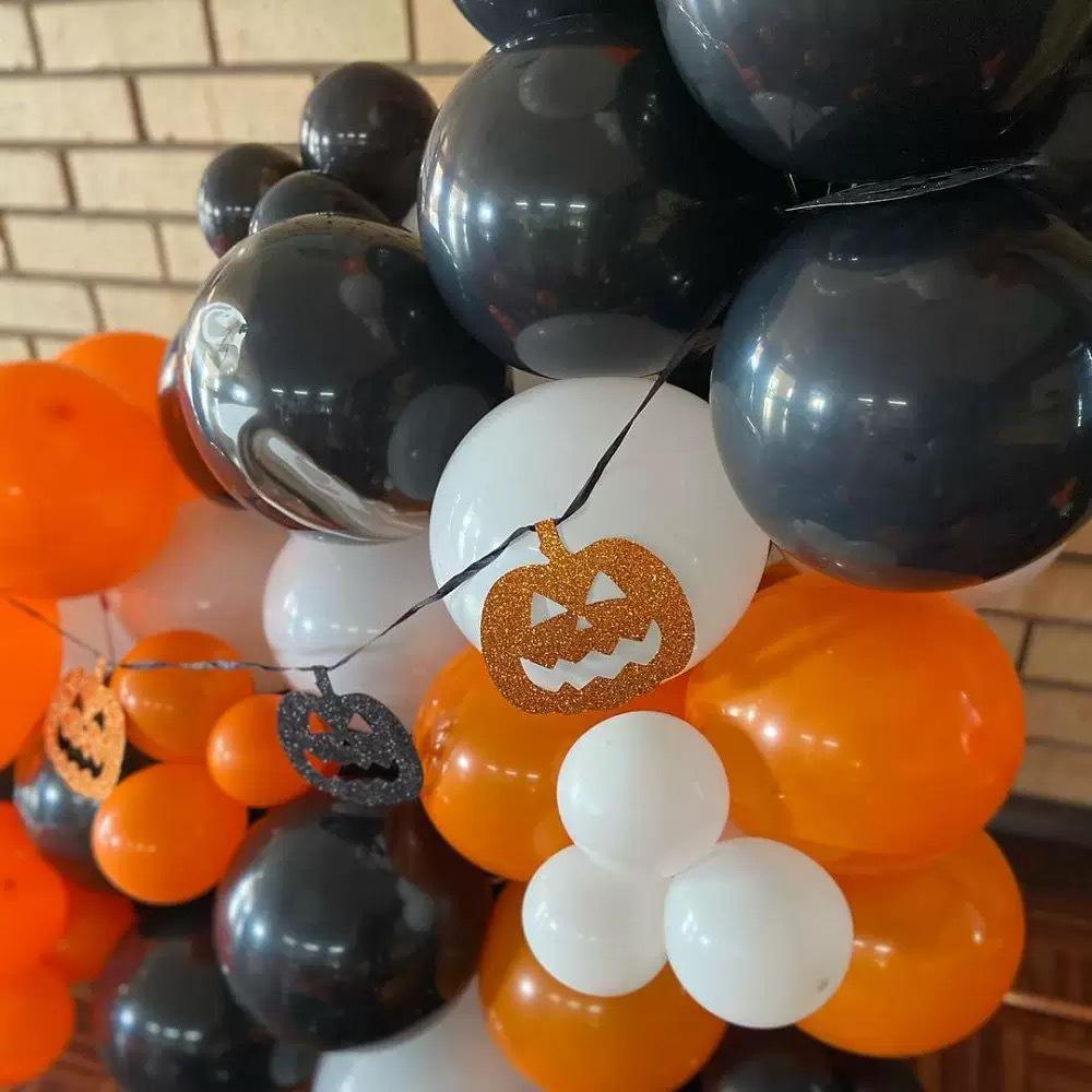 55-Piece Halloween Black & Orange Latex Balloon Set, 10/12 Inch Party Decorations