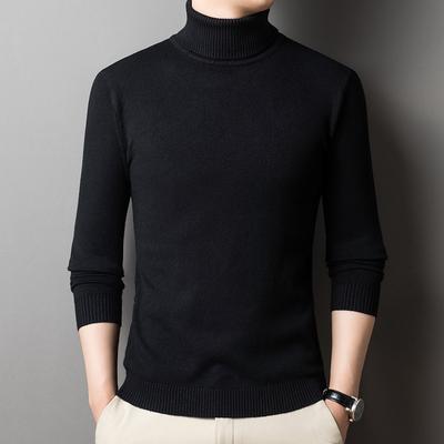 Herbst und Winter Neuer Rollkragen Zweifach Einfarbig Basic Jugendpullover Herren Strickpullover