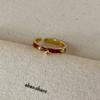 Vintage Red Drip Oil Open Ring Women Geometric Cool Sweet Exquisite Adjustable Band Fashion Accessory Christmas New Year Gift