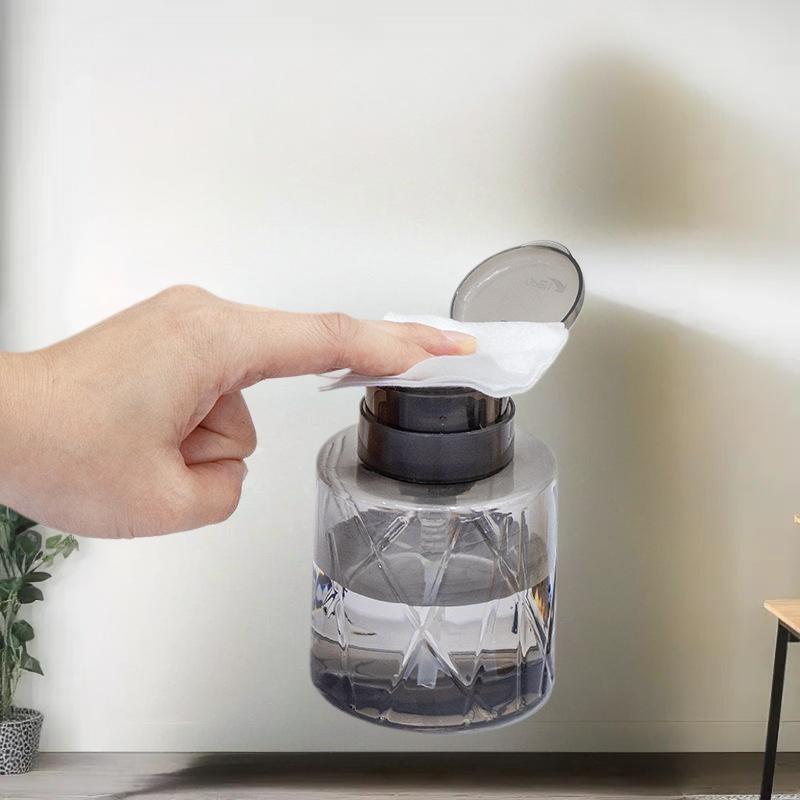 Refillable Lockable Pump Dispenser – Empty Press Bottle for Nail Cleaner, Makeup Remover, and Manicure Use