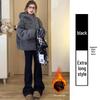 Winter 2025 Women's High-Waisted Pink Fleece-Lined Micro-Flare Sweatpants - Petite Size.