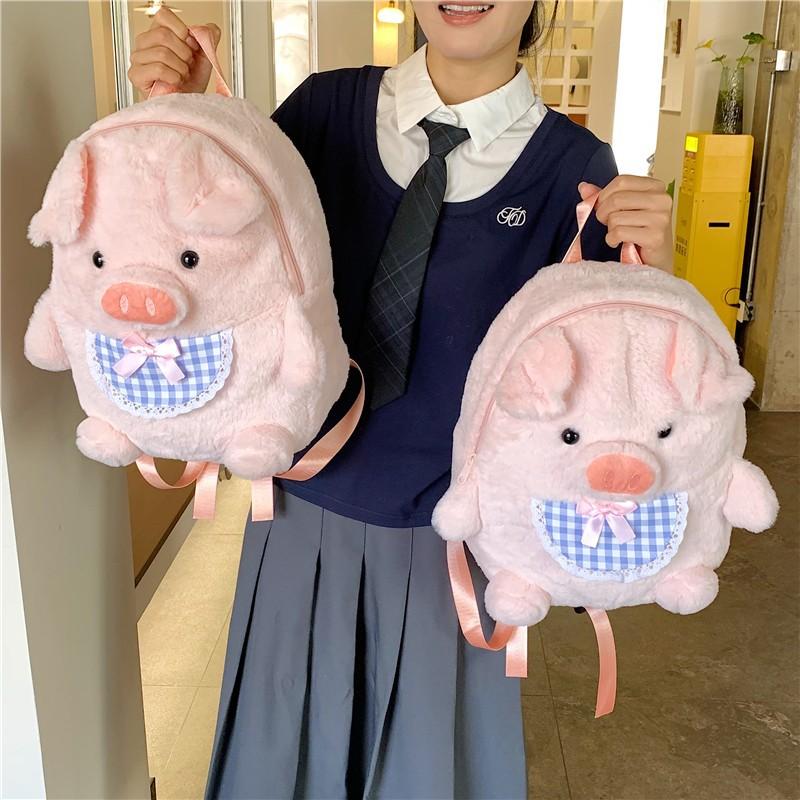 Schoolbag Cute Piggy Plush Backpack Female 1011 New Cartoon Soft Girl Versatile Student Schoolbag Backpack