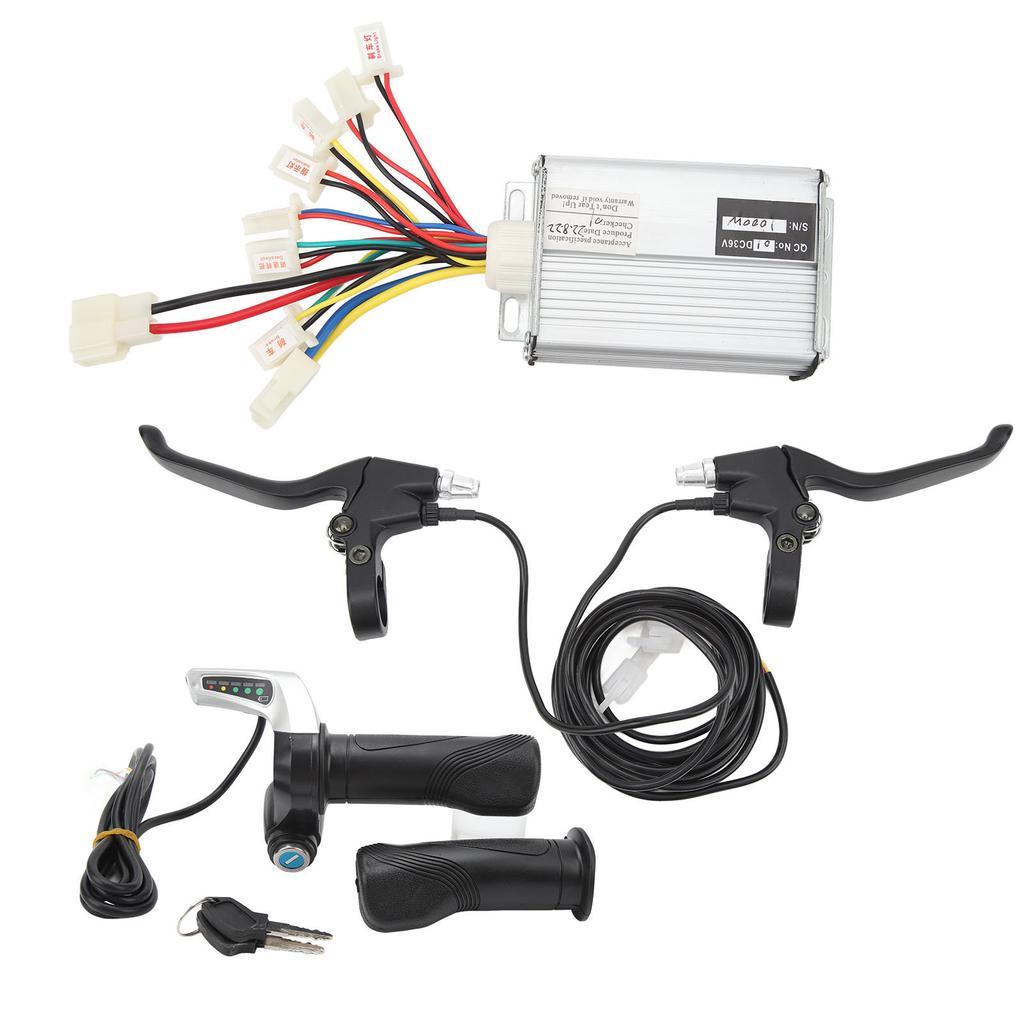 3V 1000W Electric Bike Controller Conversion Kit Throttle Grip with 36V Tip Screen Lock All Aluminum Brake Handle