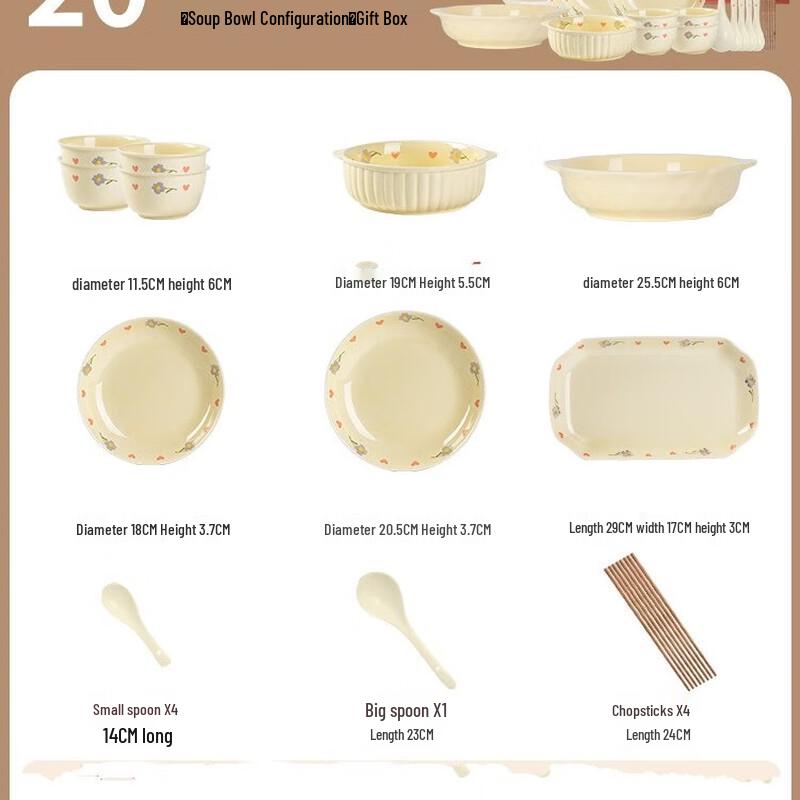 Yuyi Angel 33-Piece Cream Style Ceramic Dinnerware Set
