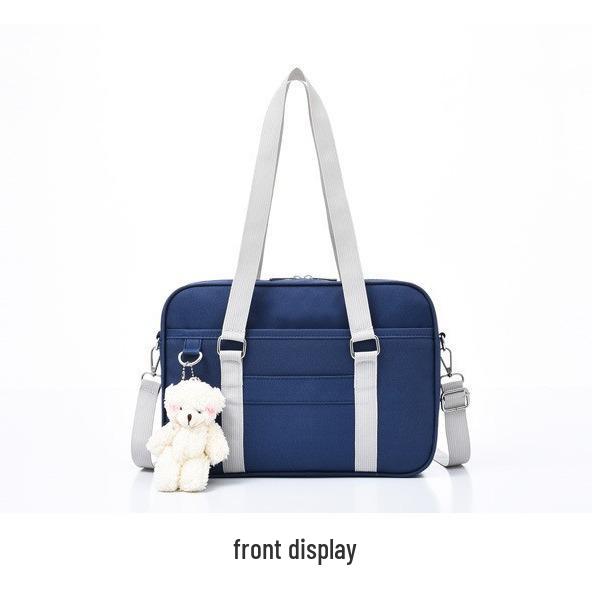 JK Canvas Color Block Shoulder Bag for Female Students - Japanese College Handbag