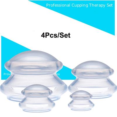 4 Teile/satz Silikon-Schröpftherapie-Set (4 Größen)Behandlungsschalen für die Tiefenvakuum-Saugmassage für Muskeln, Gelenke, Faszien und Lymphe