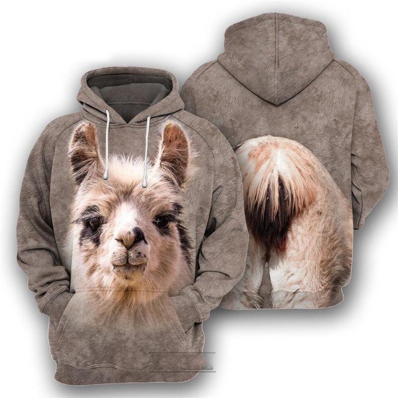 Men s Hooded Sweatshirt Loose Casual Long Sleeved Fashionable 3D Animal Print XS 1955₽