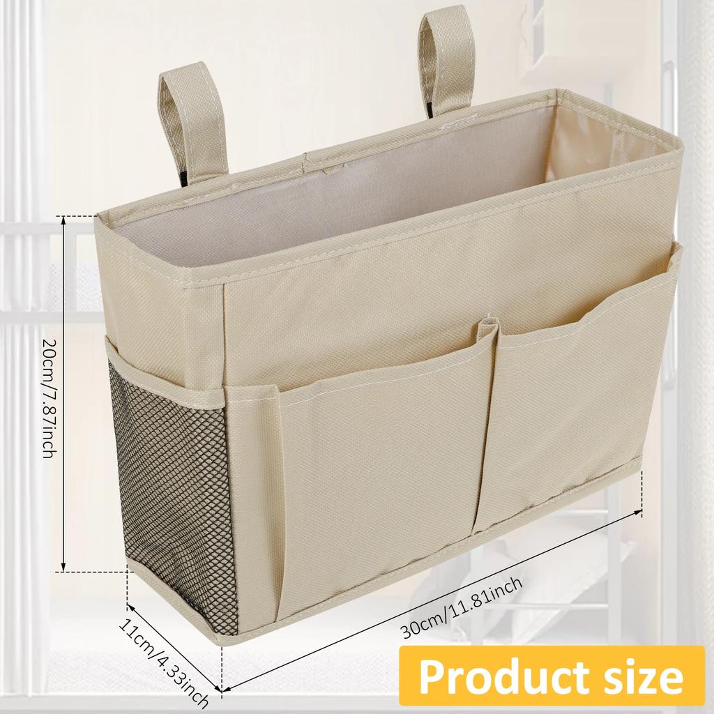 Aufbewahrungstasche für das Bett Baumwolle Leinen Große Kapazität Nachttisch-Organizer mit Seitentaschen Hängendes Etagenbett-Caddy für Studentenwohnheim