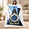 Club Brugge KV Custom Name Fleece Blanket Personalized Soft Cozy Throw Blanket Customized Gift for Birthday Christmas
