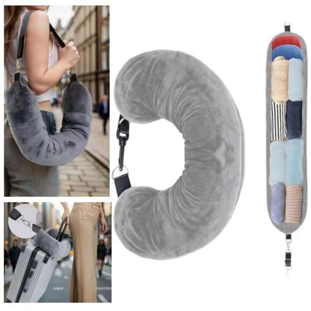 Adjustable Straps Fillable Neck Pillow Stuff With Clothes Comfortable Portable Travel Bag Extra Luggage Space-saving