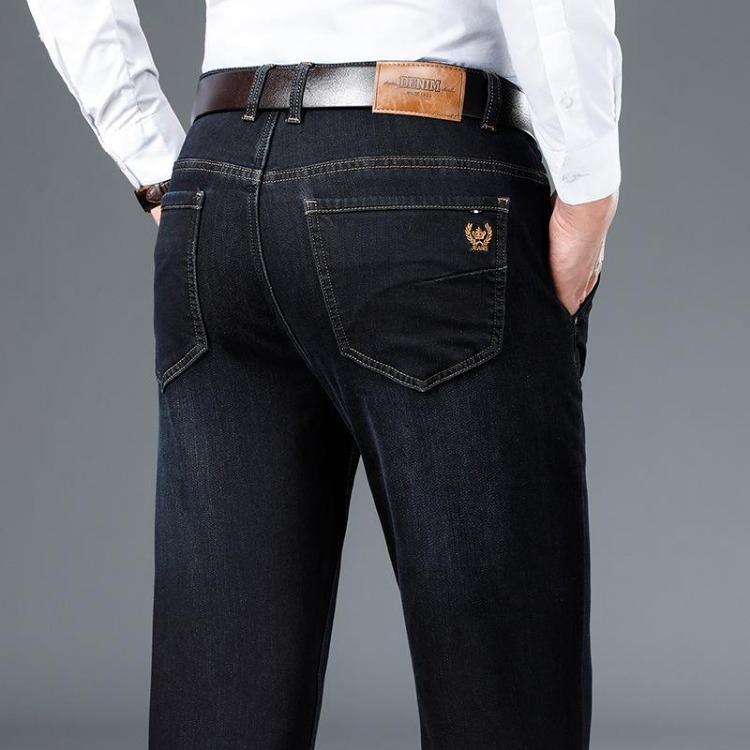High End High Waisted Straight Tube Men's Stretch Jeans Spring New Thick Pants
