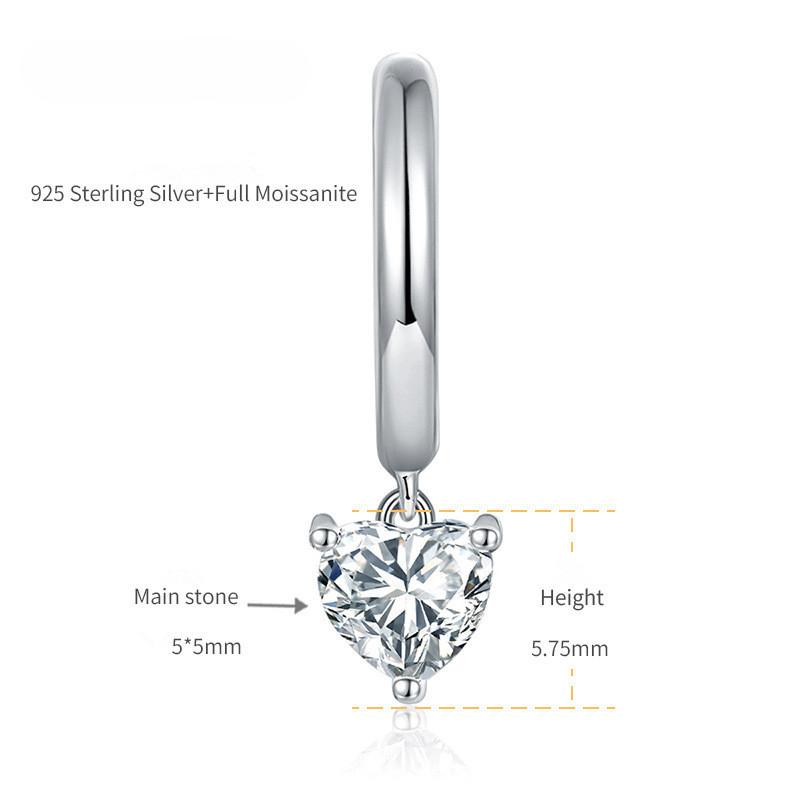 Neue Halloween 0,5 ct Herz Moissanit Ohrringe S925 Silber Überzogene 18 K Weiß Gold Frauen Ohrringe Zarte GRA Schmuck