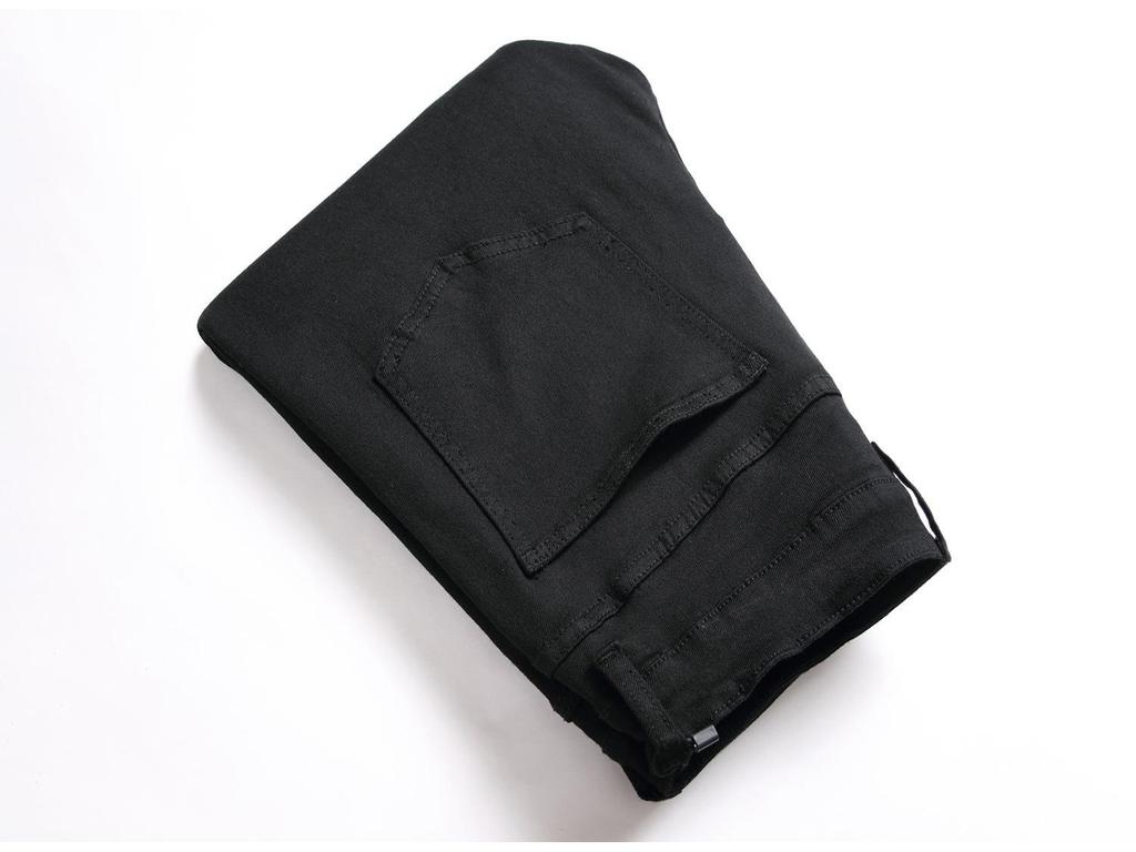 Autumn 2023 Men's Slim Fit Black Street Jeans - Trendy, Elastic Mid-Waist