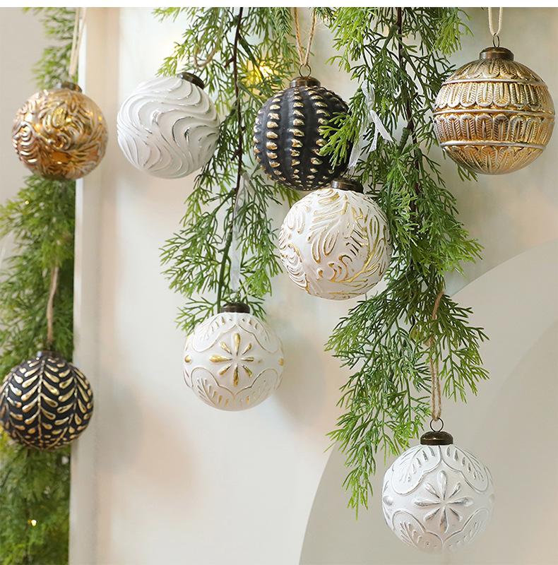 12Pcs 8cm Vintage Christmas Ball Christmas Hanging Decorations Xmas Tree Pendants Plastic Christmas Ornaments Ball New Year
