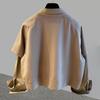 Men Shirt Lapel Long Sleeve Solid Color Splicing Fake Two-Piece Design Pullover Tops Loose Fit Casual Shirt Work Wear