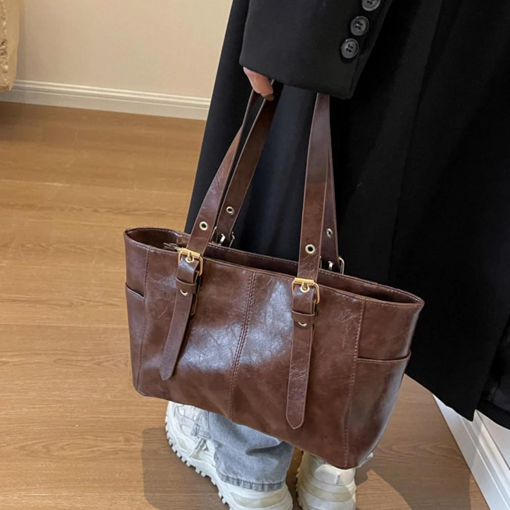 Mode Retro Damen PU Leder Schultertaschen Trend High-End Lady Tragetasche Große Kapazität Damen Pendlertasche Handtasche Geldbörsen